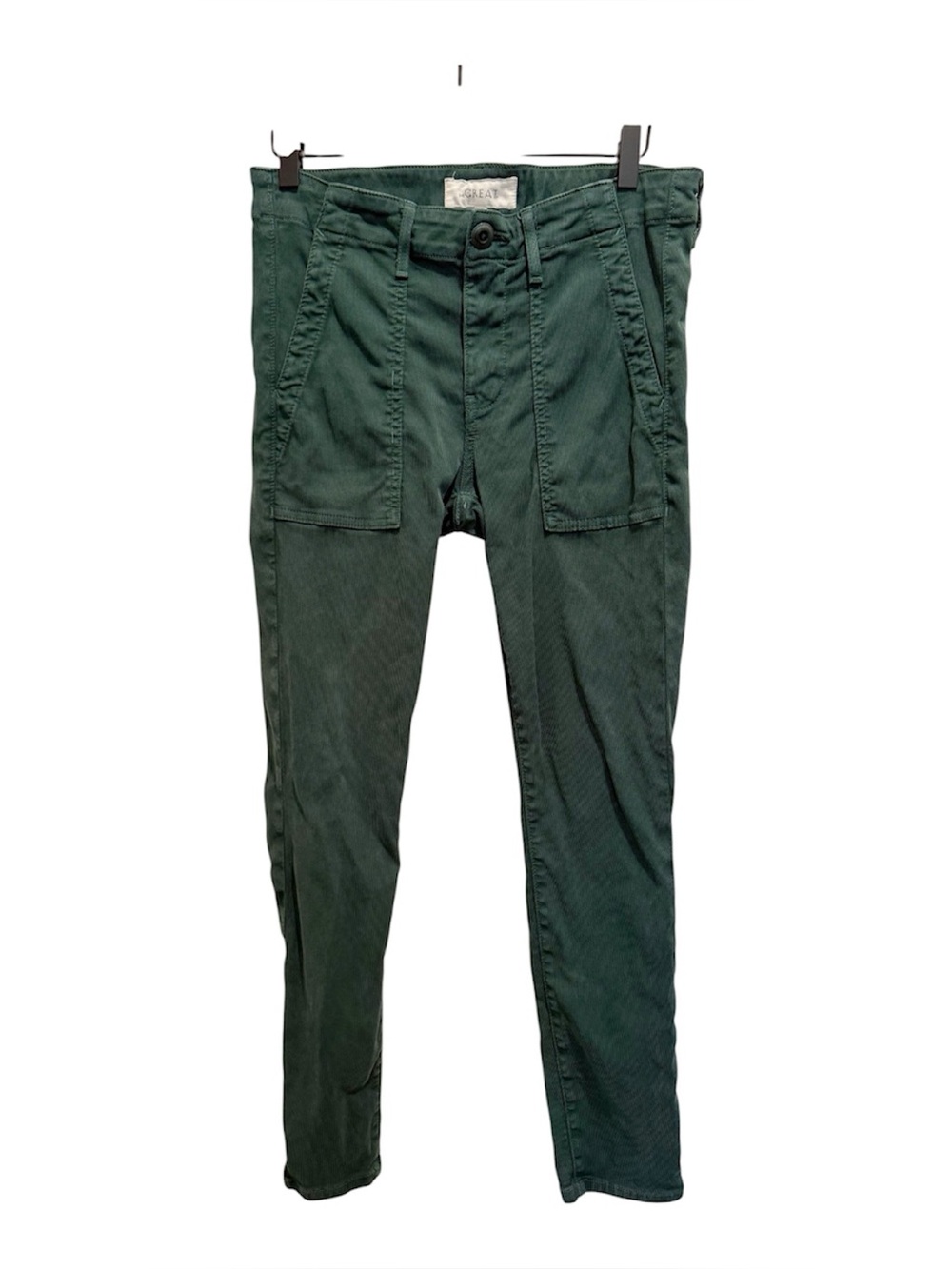 THE‎ GREAT. Women’s Green Ribbed Skinny Pants Cargo Pockets size 27